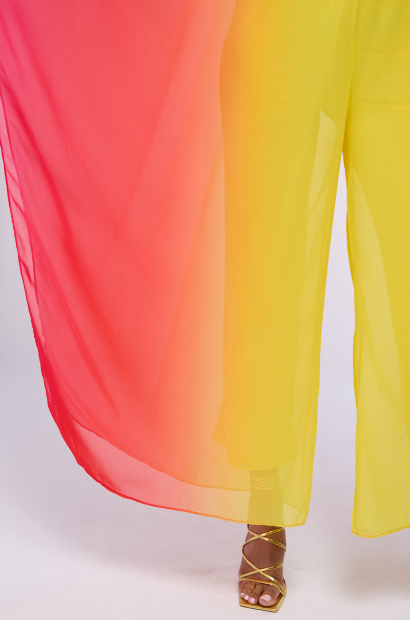 Extra View Sunset Ombre Chiffon Jumpsuit
