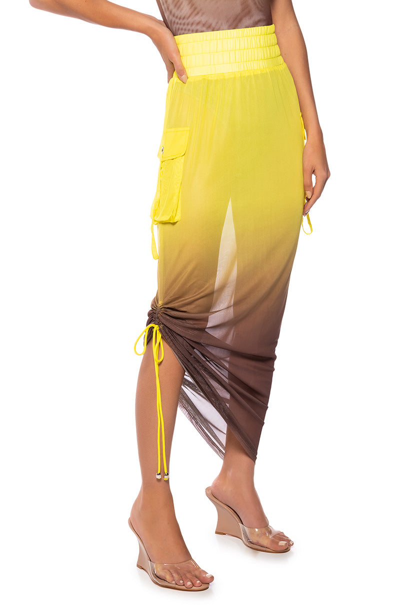 SUNSET OMBRE MESH ADJUSTABLE MIDI SKIRT view 0