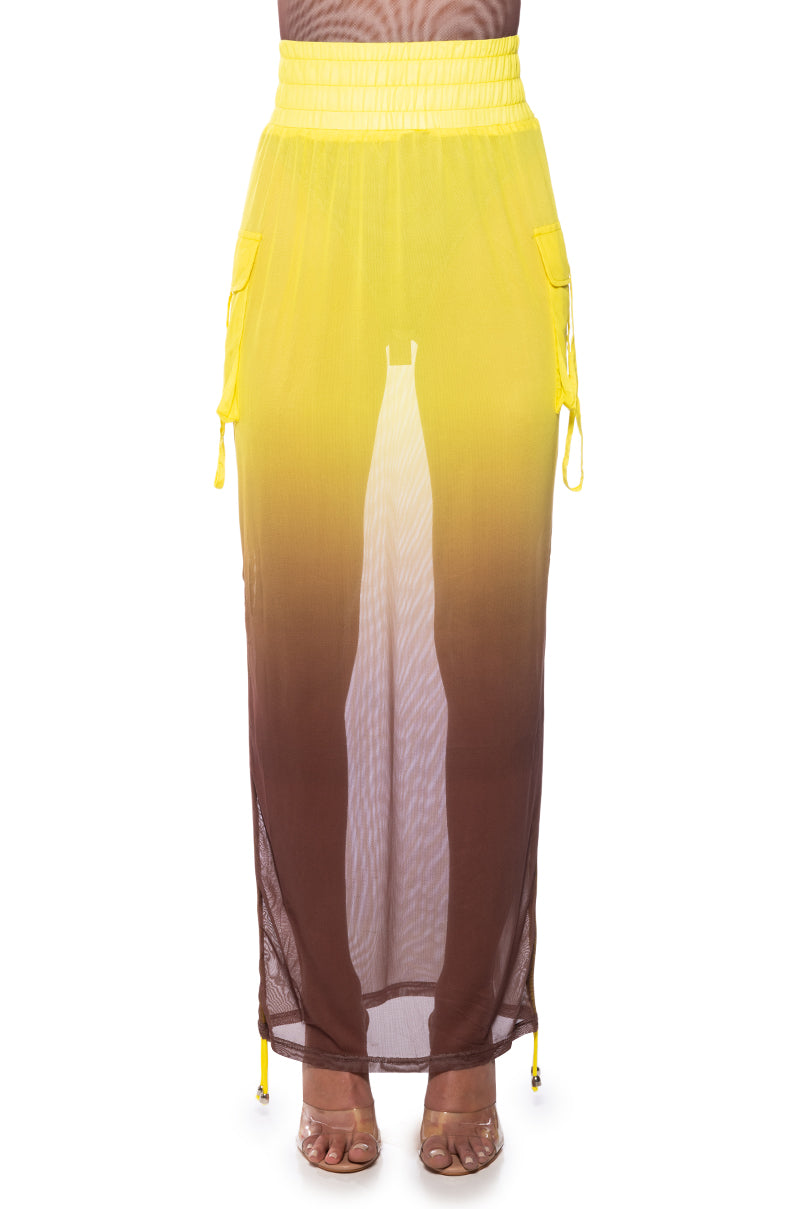 Full View Sunset Ombre Mesh Adjustable Midi Skirt