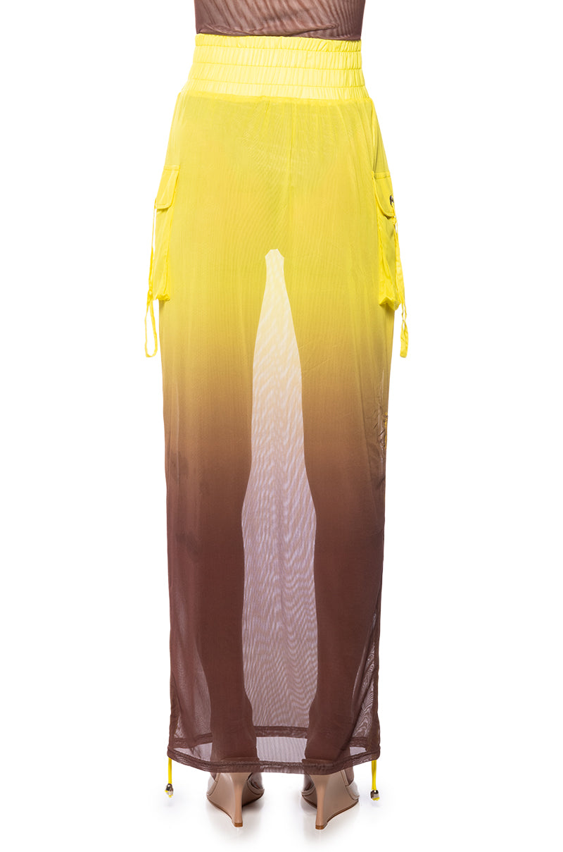Extra View Sunset Ombre Mesh Adjustable Midi Skirt