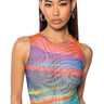 Front View Sunset View Sleeveless Mesh Bodysuit