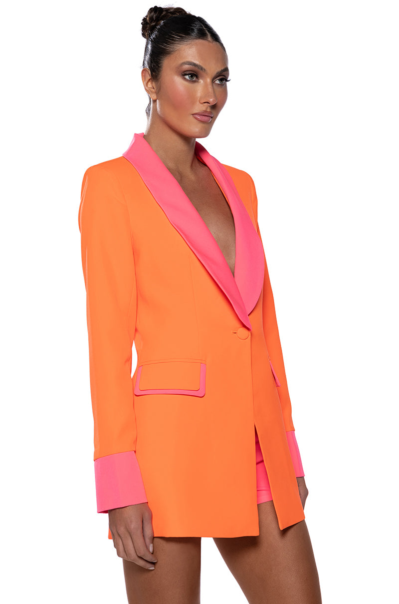 Detail View Sunsets In Miami Neon Fitted Blazer