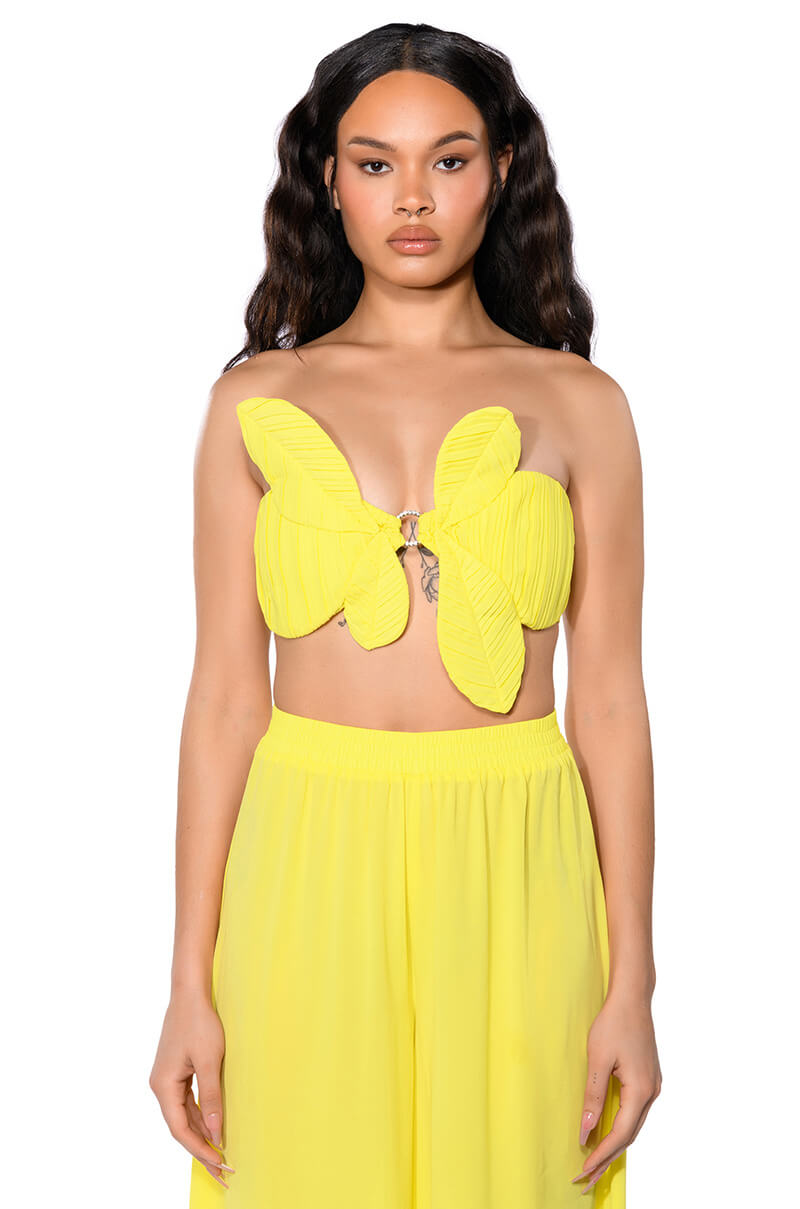 Front View Sunshine Baby Strapless Crop Top