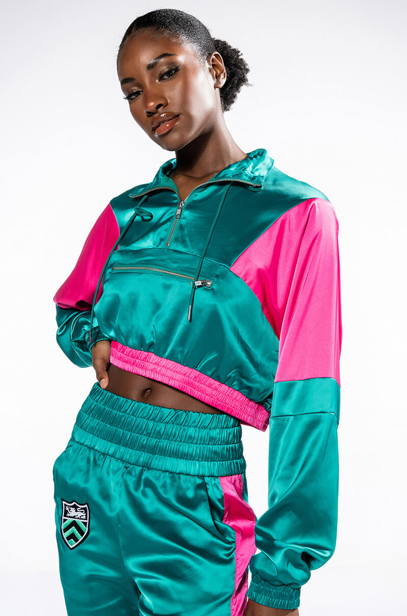Front View Supersonic Satin Half Zip Pullover