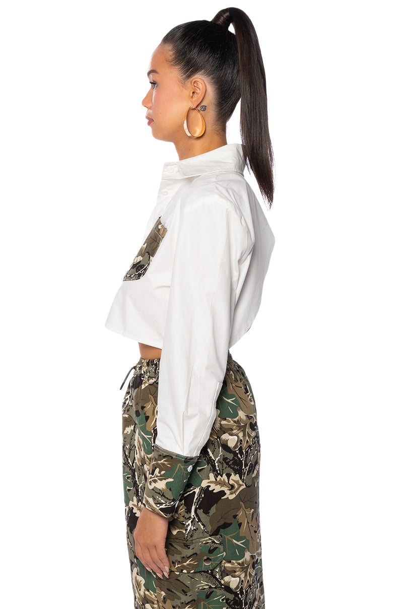 Detail View Survival Mode Cropped Button Down Blouse 3
