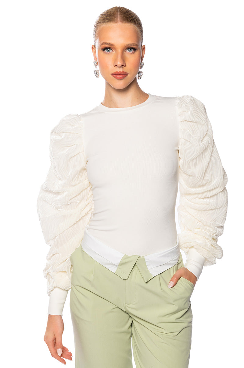 Front View Swan Lake Puff Sleeve Top