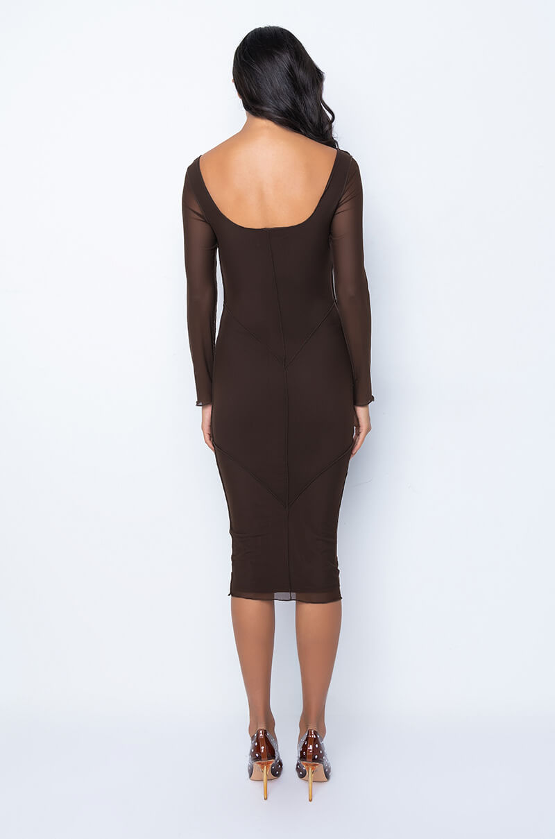 Full View Sweet And Savage Inverted Inseams Mesh Midi Dress