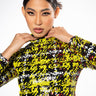 Front View Sweet Escape Sequin Plaid Mock Neck Crop Top