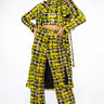 Front View Sweet Escape Sequin Plaid Trench Coat