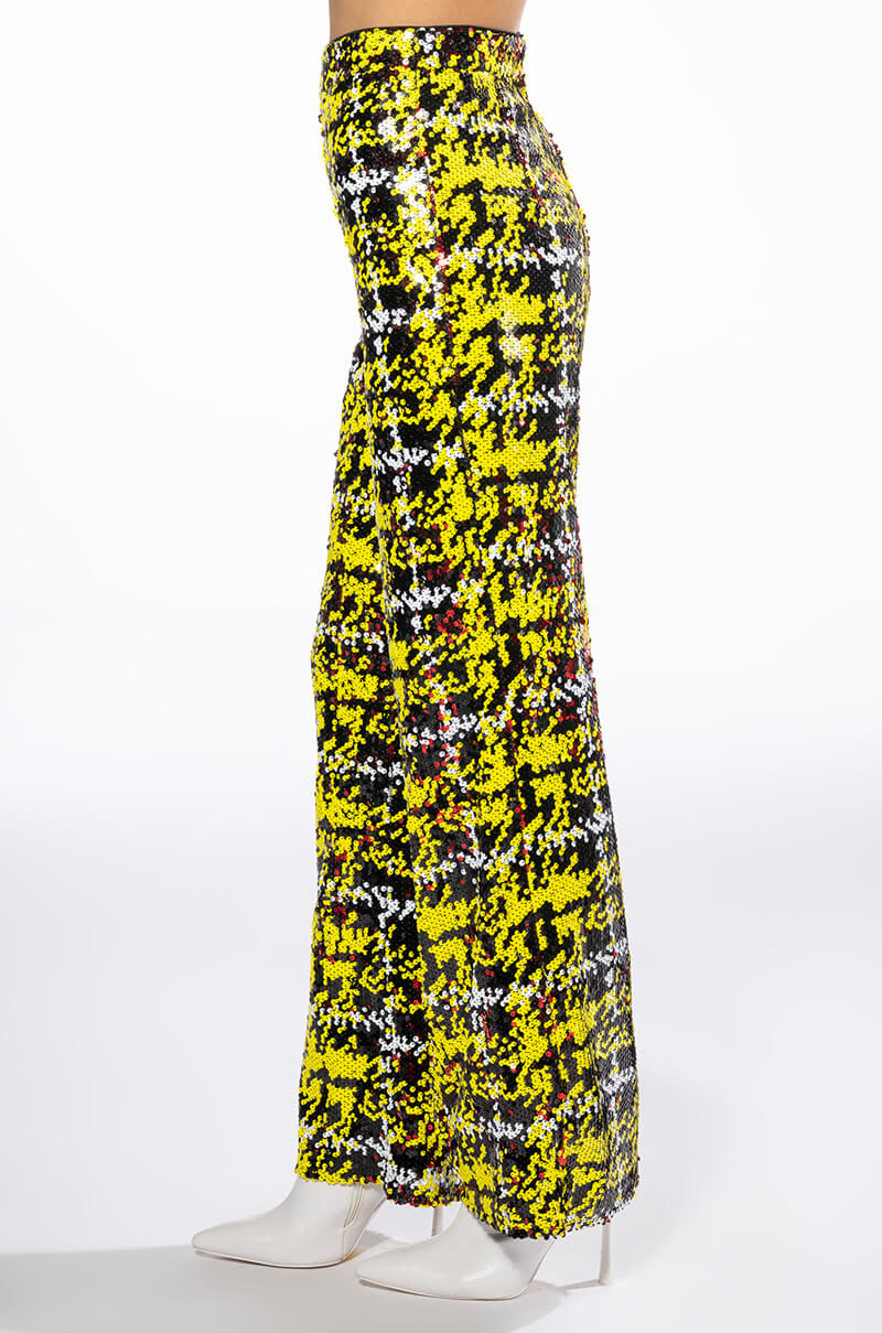 Full View Sweet Escape Sequin Plaid Wide Leg Pant