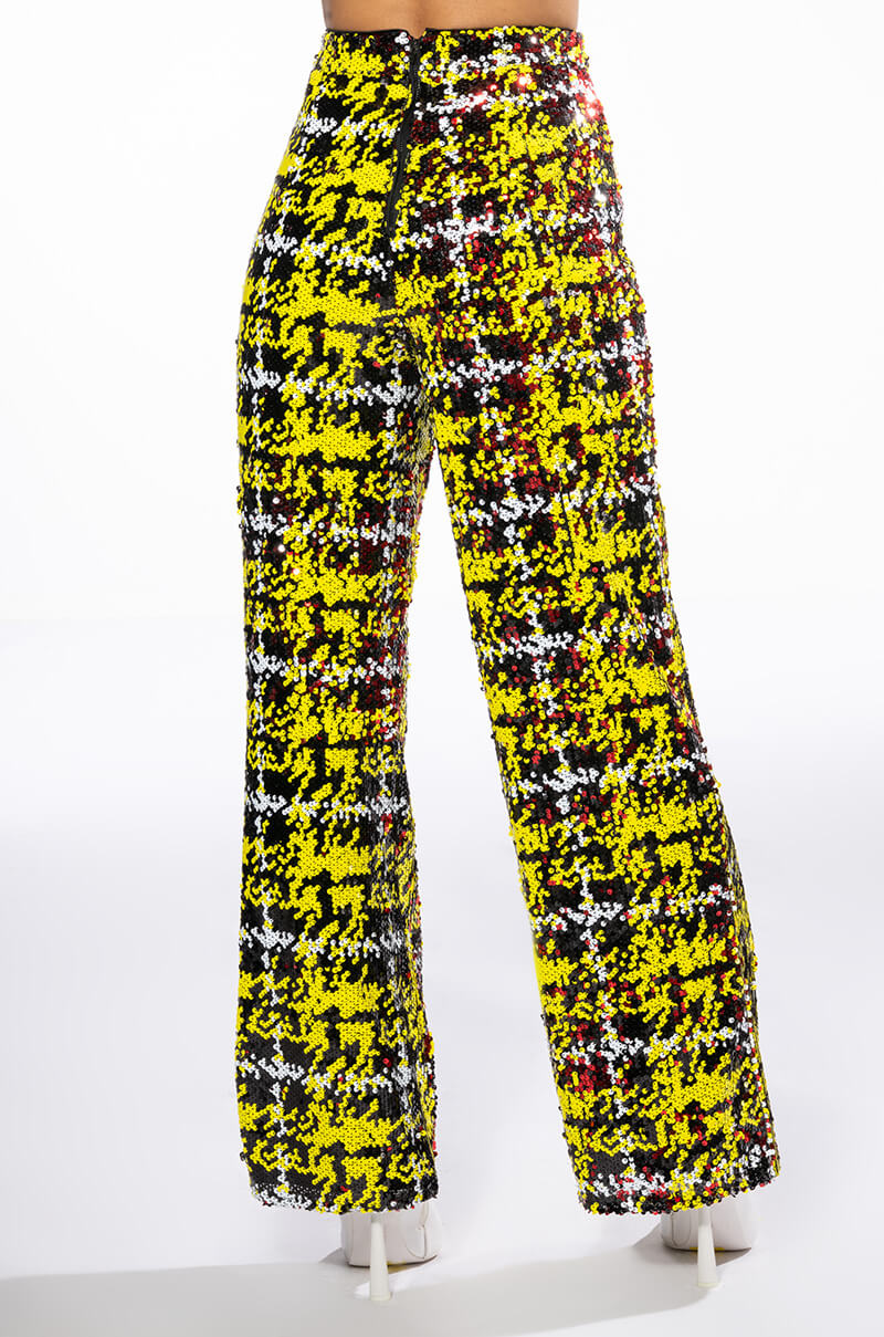 Extra View Sweet Escape Sequin Plaid Wide Leg Pant
