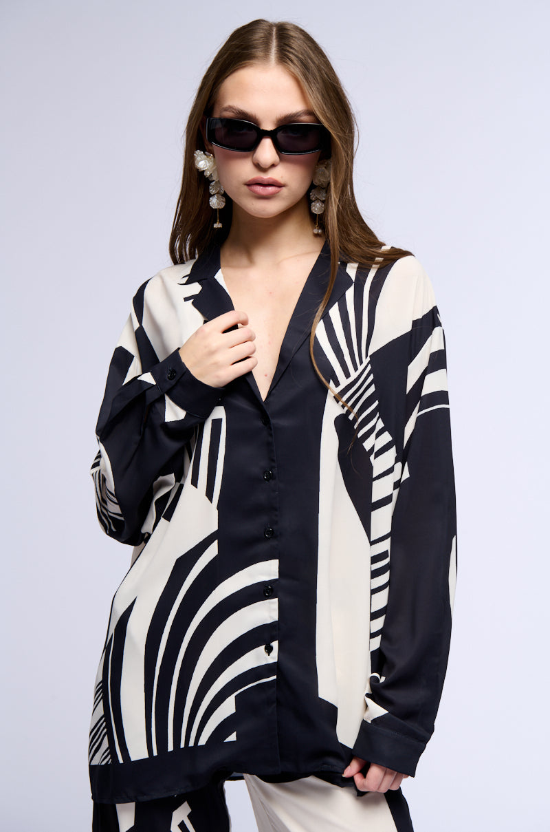 SWEET LIFE PRINTED BUTTON DOWN SHIRT view 0