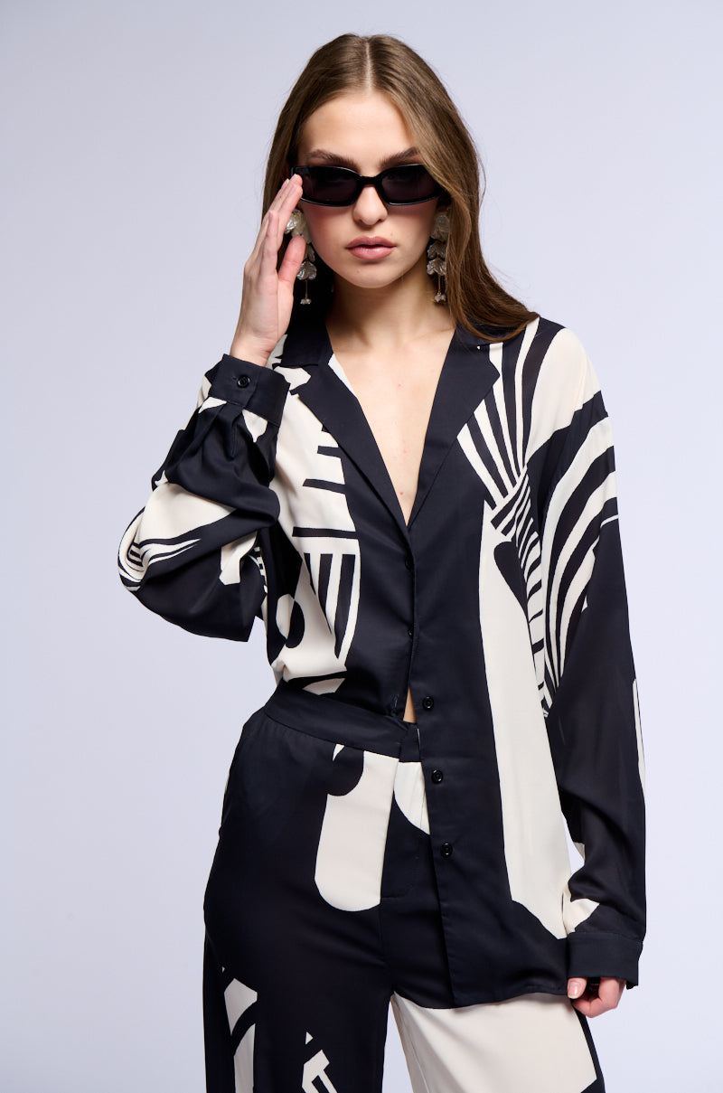 Side View Sweet Life Printed Button Down Shirt