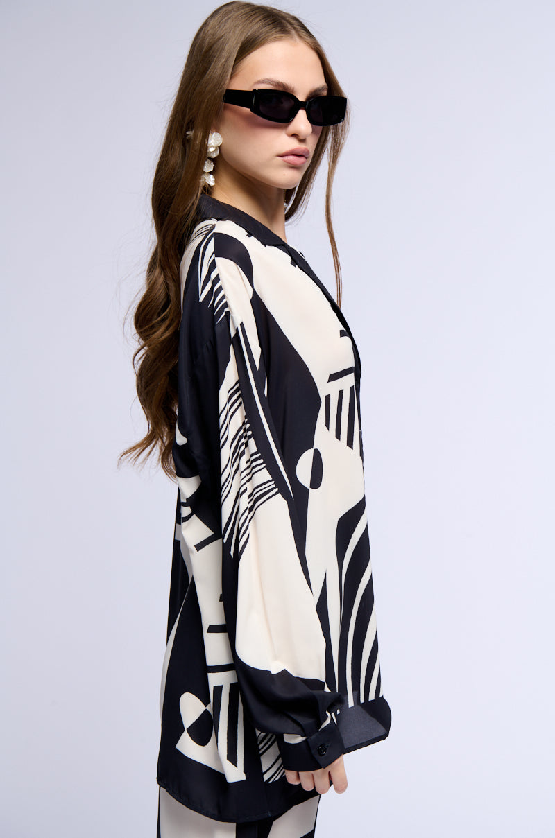 Extra View Sweet Life Printed Button Down Shirt