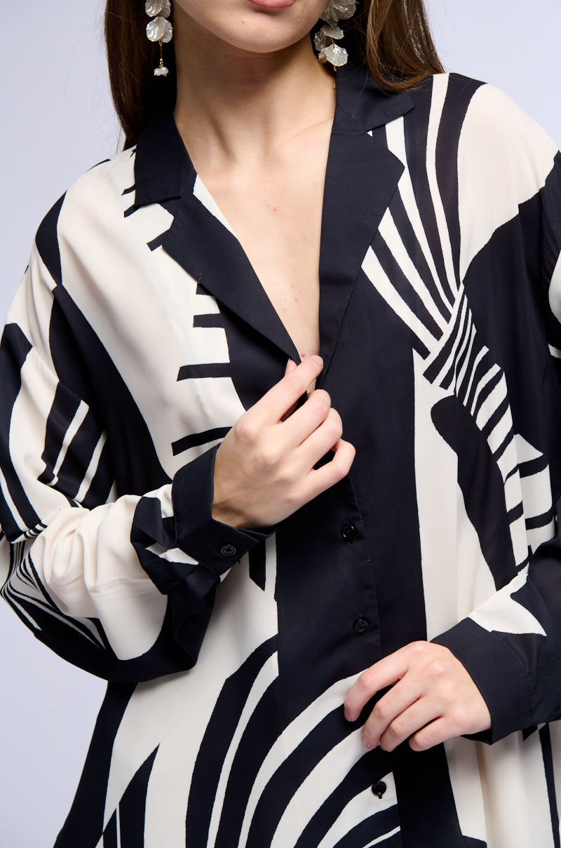 Extra View Sweet Life Printed Button Down Shirt