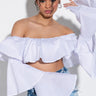 Front View Sweet Like Sugar Off The Shoulder Ruffle Blouse