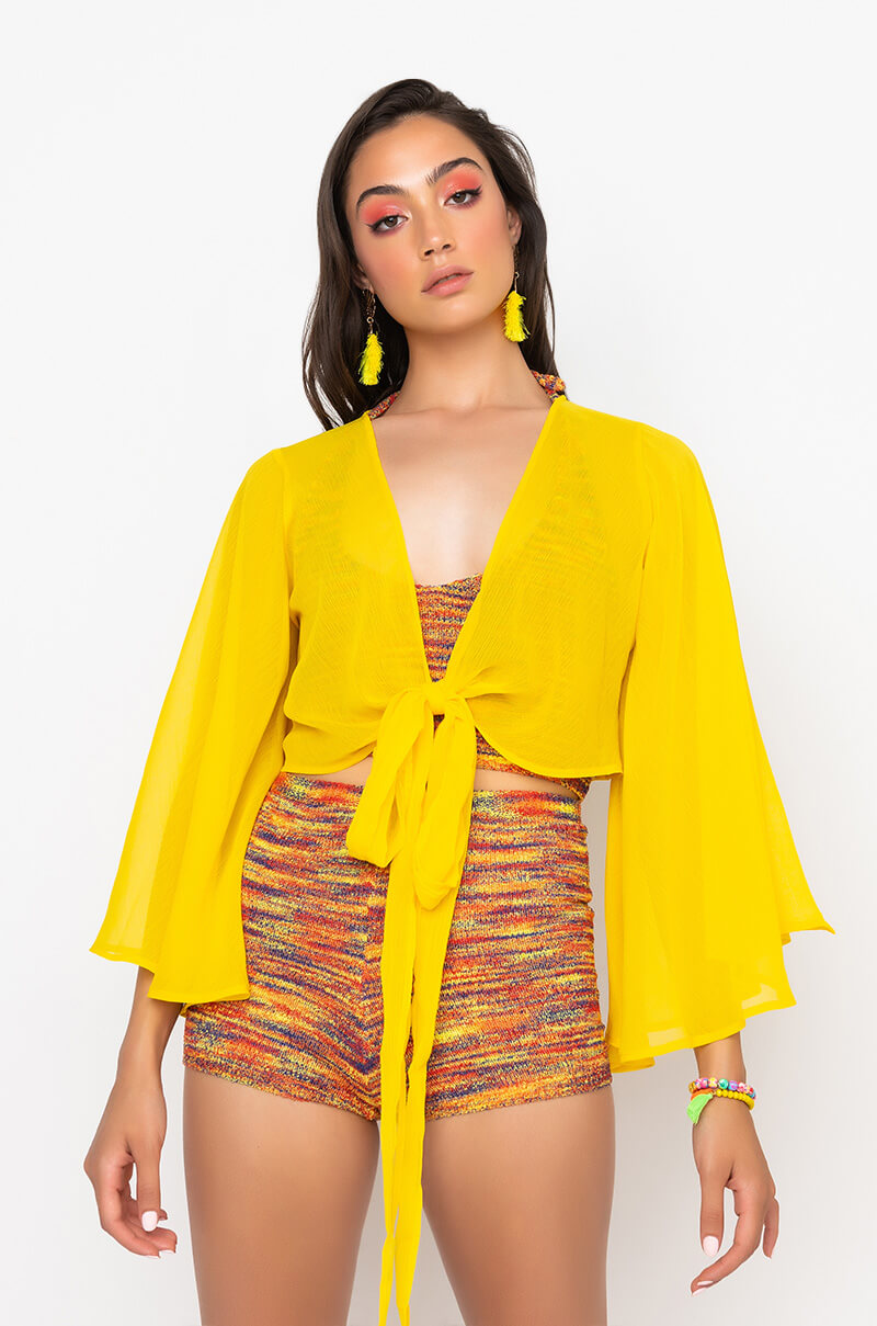 Side View Sweet Love Wrap Front Chiffon Blouse