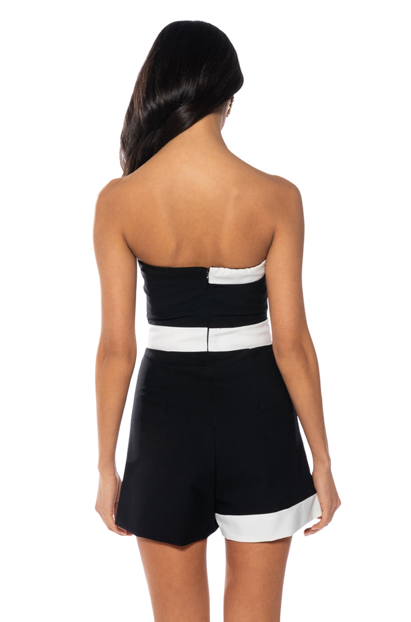 Extra View Sweet N Simple Strapless Colorblock Skort Romper view 8