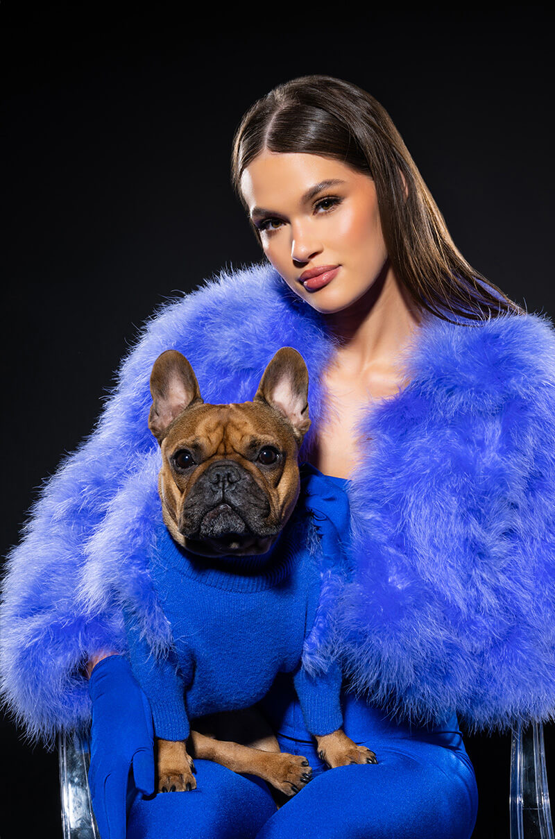 Front View Sweet Talk Ostrich Feather Jacket In Purple