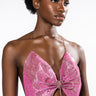 Front View Sweet Thang Sleeveless Embellished Crop Top In Pink