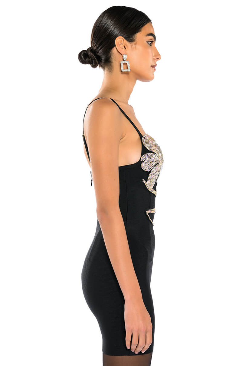 Back View Sweetie Flower Detail Mini Dress