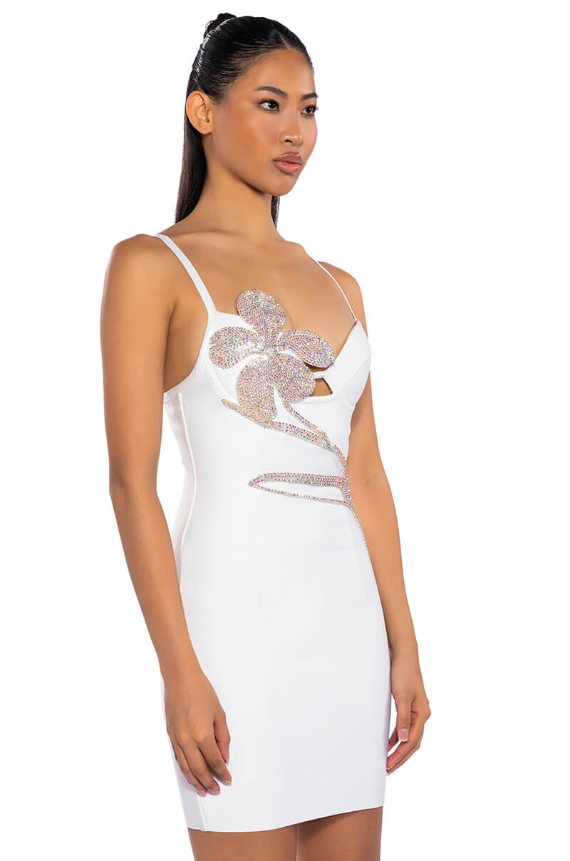Side View Sweetie Flower Detail Mini Dress