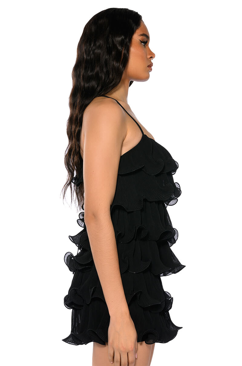 Full View Sweetie Pleated Ruffle Sleeveless Mini Dress