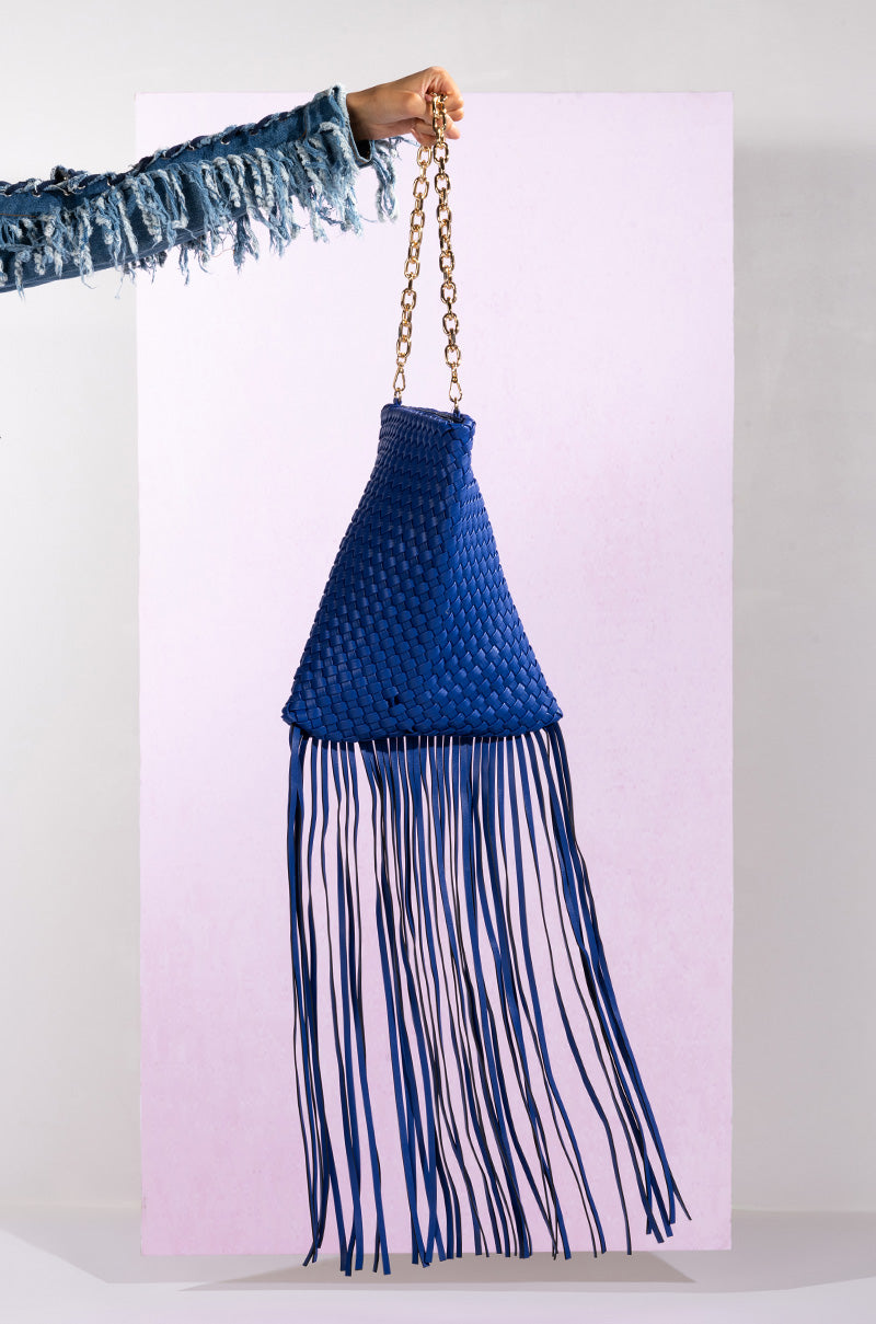 Front View Swept Up Fringe Bag