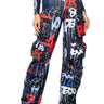 Front View Tag Me Graffiti Embellished Scuba Cargo Pants