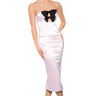 Front View Take A Bow Satin Midi Dress