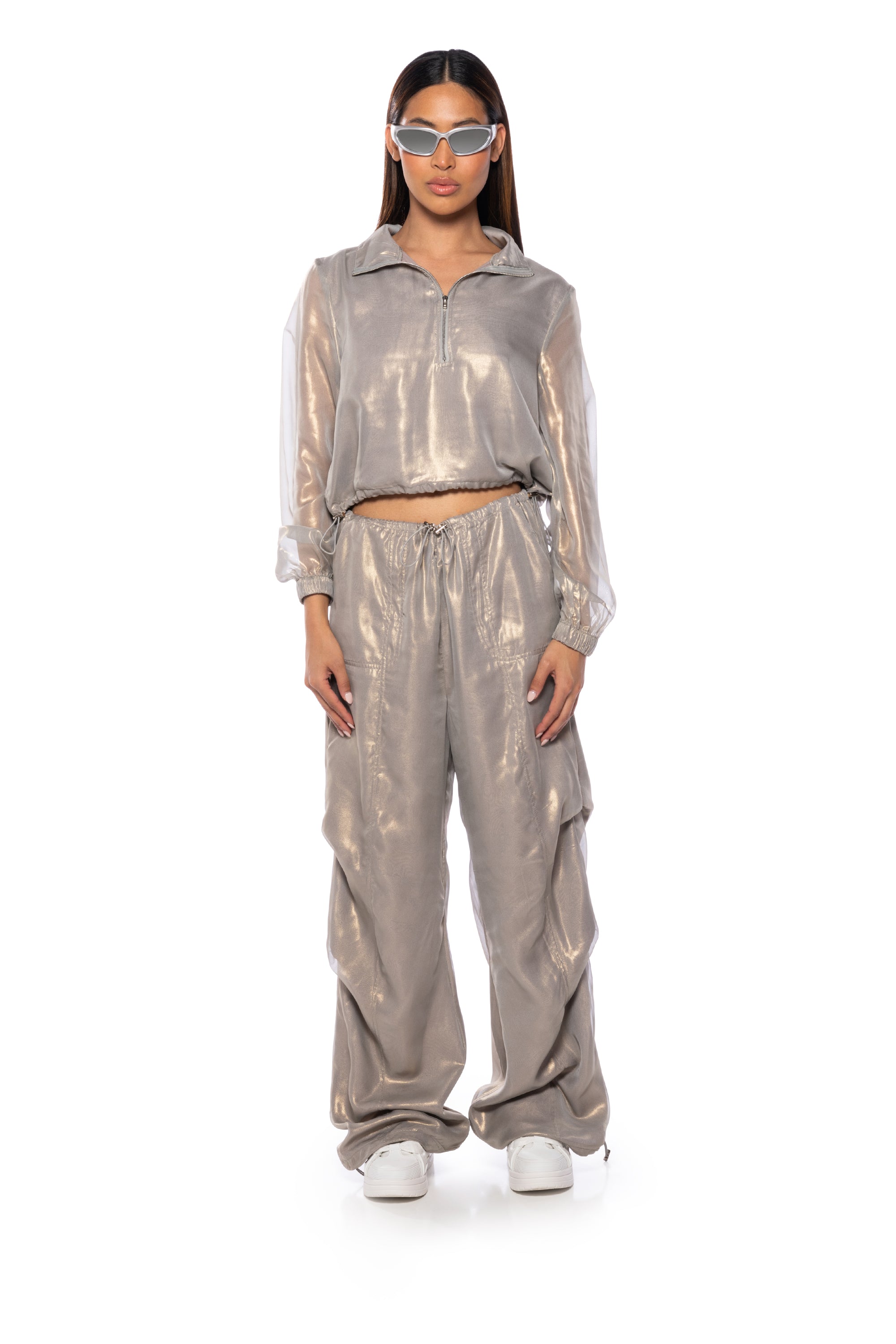 Extra View Take A Break Lightweight Parachute Pullover In Grey