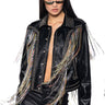 Front View Take A Chance On Me Rhinestone Fringe Moto