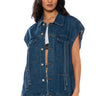 Front View Take A Walk Oversized Denim Vest