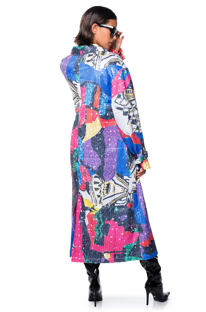 Front View Take Back The Night Sequin Trench
