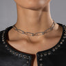 Front View Take Caution Rhinestone Paperclip Choker