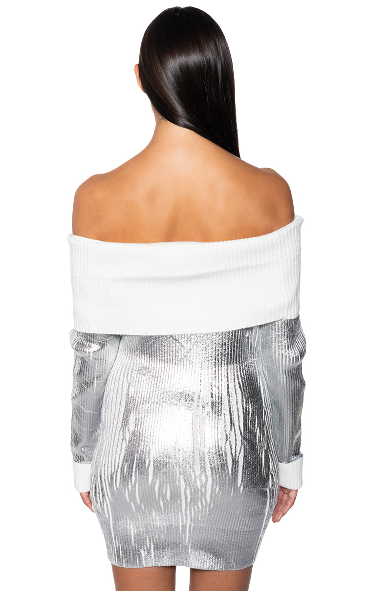 TAKE ME TO ASPEN KNIT MINI DRESS  AKIRA