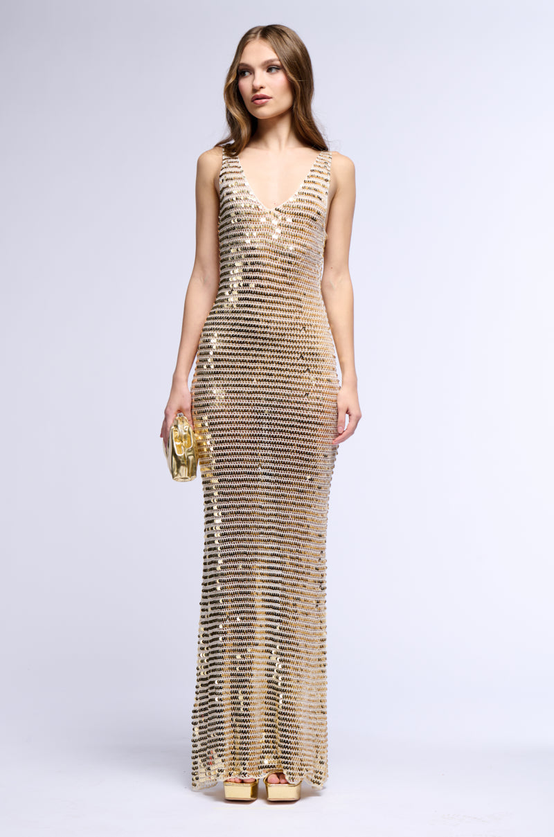 Back View Take Me To Ibiza Sequin Maxi Dress
