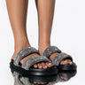 Front View Take Me To Space Flat Sandal In Black