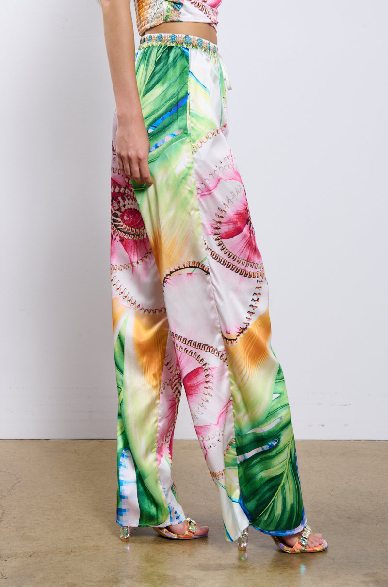 Back View Take Me To The Coast Satin Pant