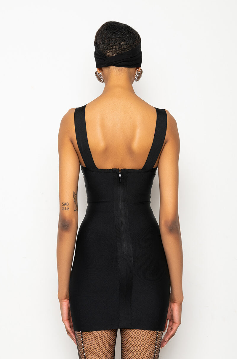 TAKE THE PLUNGE BANDAGE MINI DRESS – AKIRA