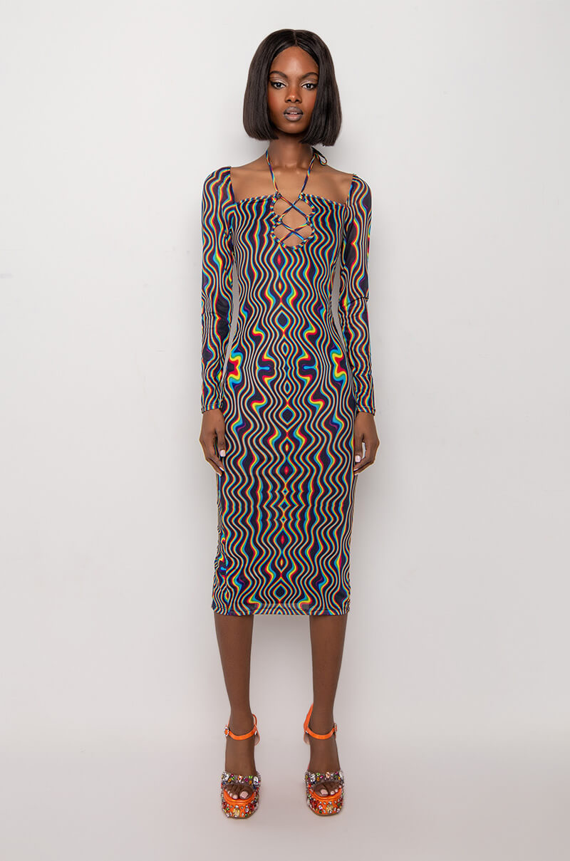 Side View Take You There Midi Mesh Dress