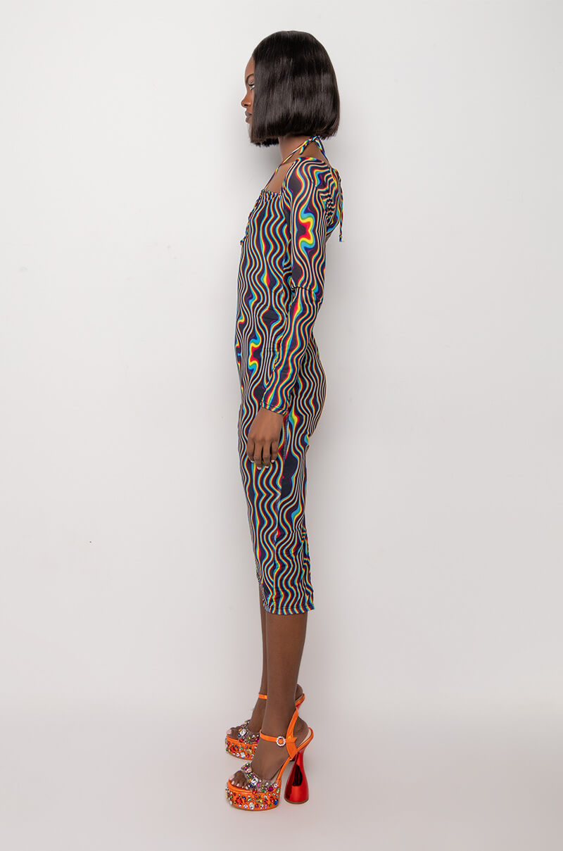 Back View Take You There Midi Mesh Dress