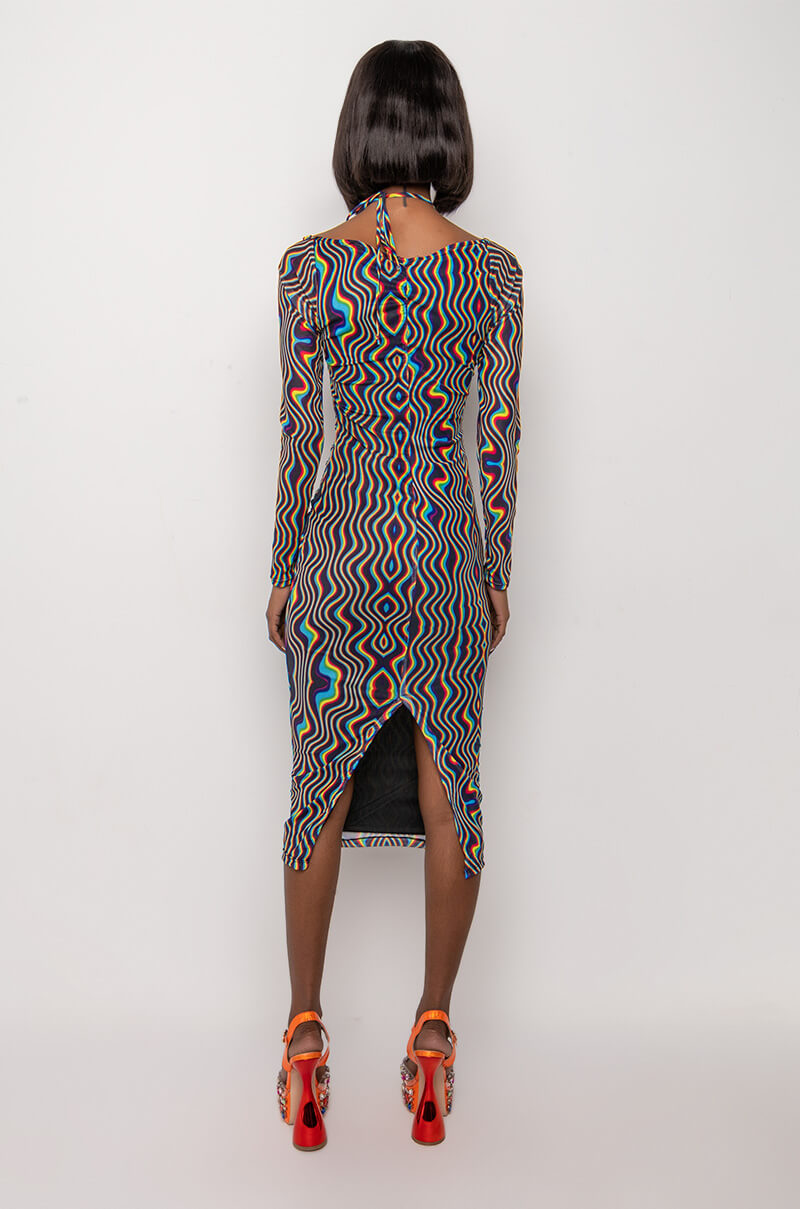 Detail View Take You There Midi Mesh Dress
