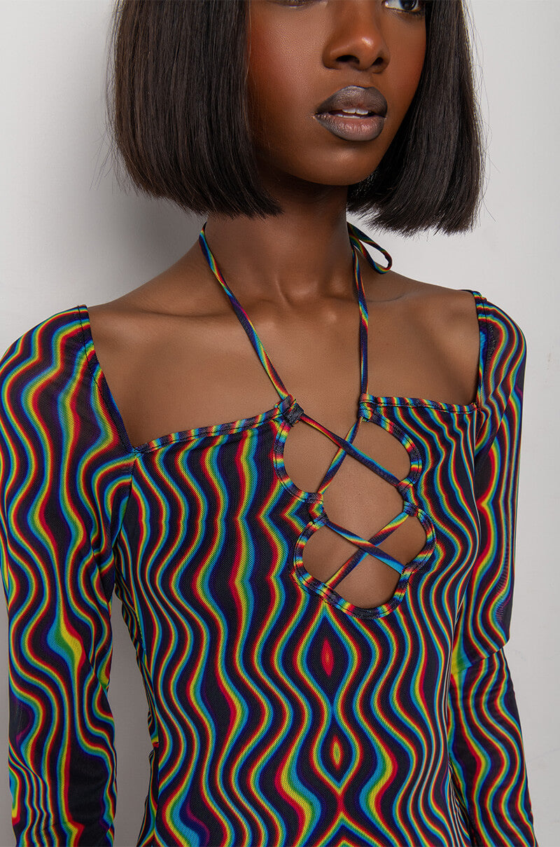 Full View Take You There Midi Mesh Dress