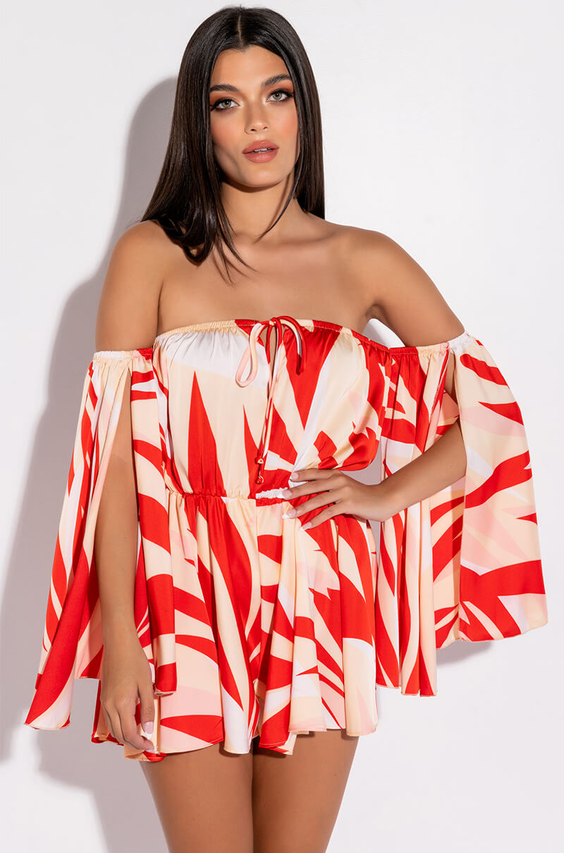 Front View Take You There Off The Shoulder Romper