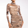 Front View Talk About It Midi Ruched Mesh Dress