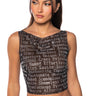 Front View Talk Is Cheap Embellished Print Tank Top In Black