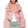 Front View Talk The Talk Faux Fur Moto Jacket