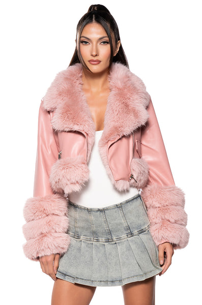 Faux fur coat, pink | Sportmax