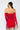 Back View Talk To Me Contrast Trim Off The Shoulder Mini Dress in Red Multi